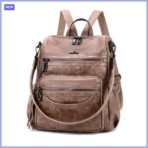 PU Leather Backpack Purse with Adjustable Strap, Waterproof Daypack